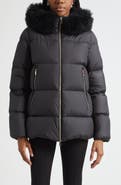 Moncler Laichefur Down Hooded Jacket with Removable Genuine Shearling Trim
