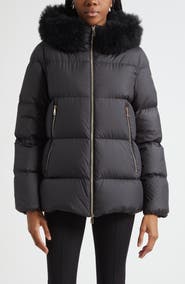 Moncler Laichefur Down Hooded Jacket with Removable Genuine Shearling Trim