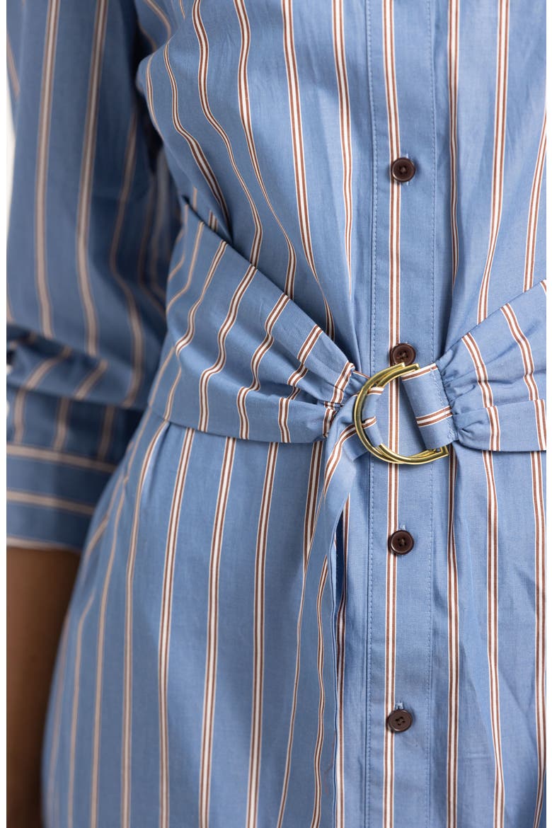 Veronica Belted Long Sleeve Shirtdress, Alternate, color, CEZANNE BLUE STRIPE