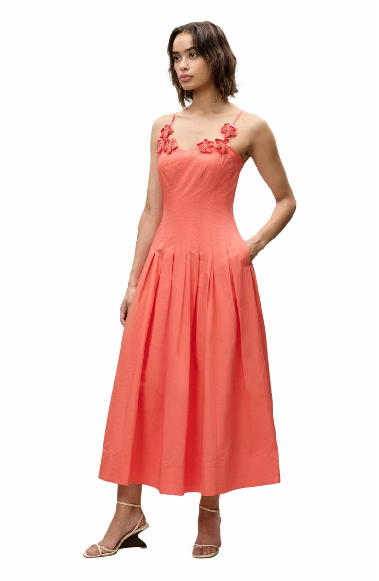 Rebecca Taylor Priya Poplin Dress, Alternate, color, Coral