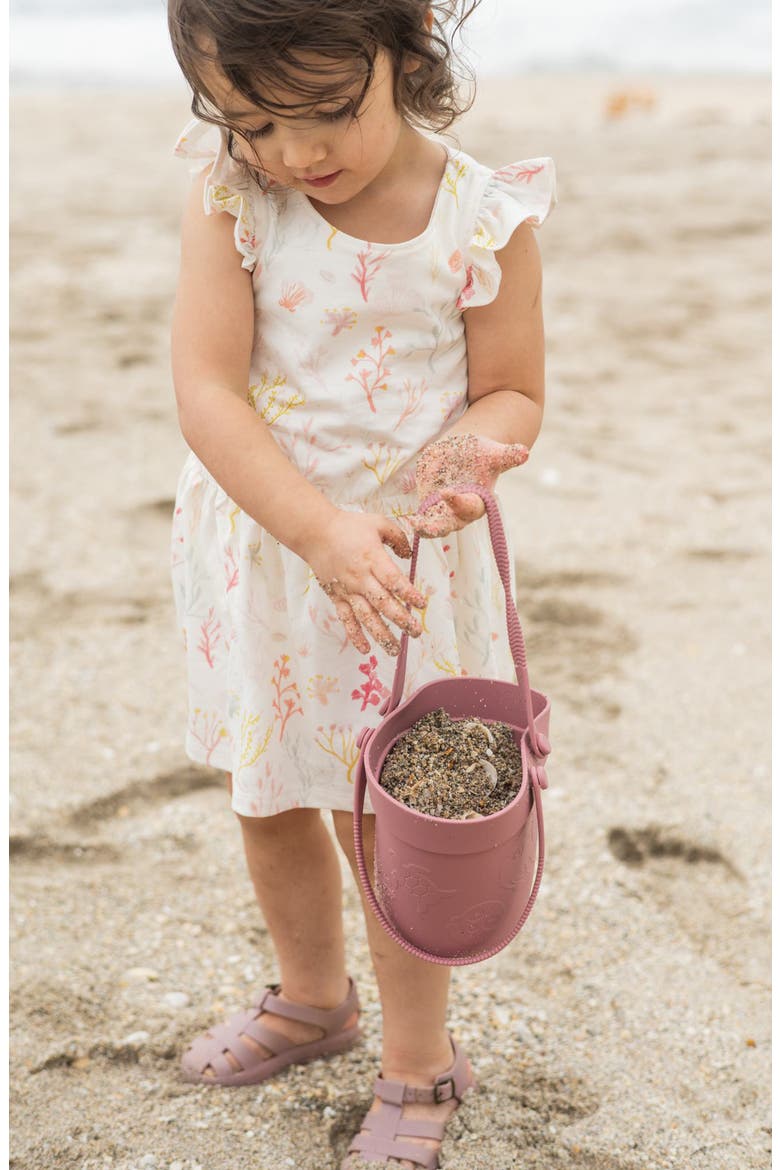 Kids' Floral Print Flutter Sleeve Organic Cotton Cambric Dress, Alternate, color, SEA BLOOM