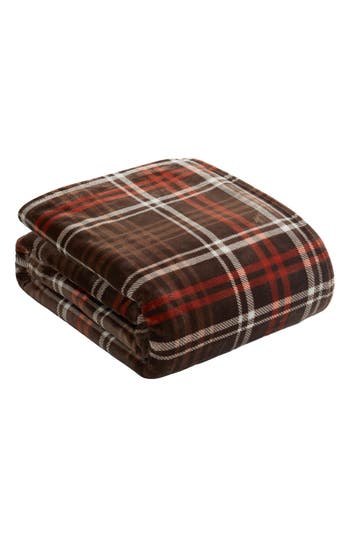 Lucky Brand Camper Plaid Throw Blanket In Brown
