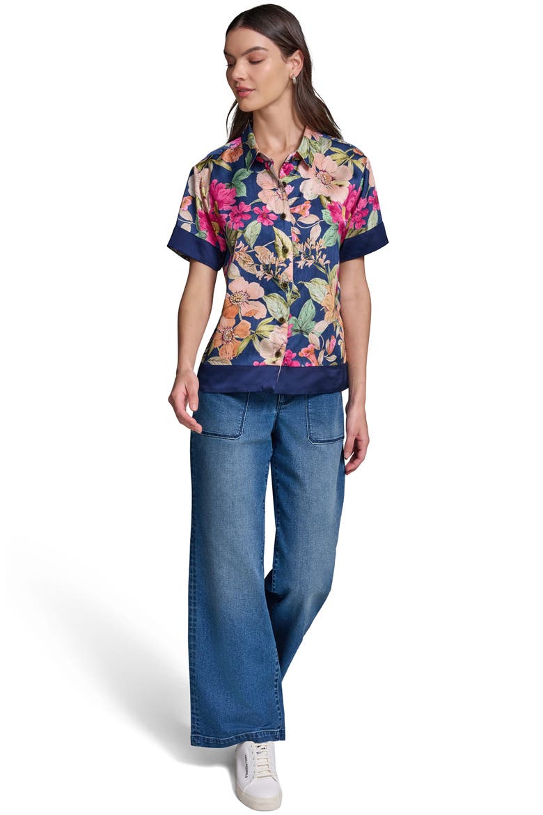 Floral Short Sleeve Button-Up Shirt, Alternate, color, CURRANT/ LIGHT BLUSH MULTI