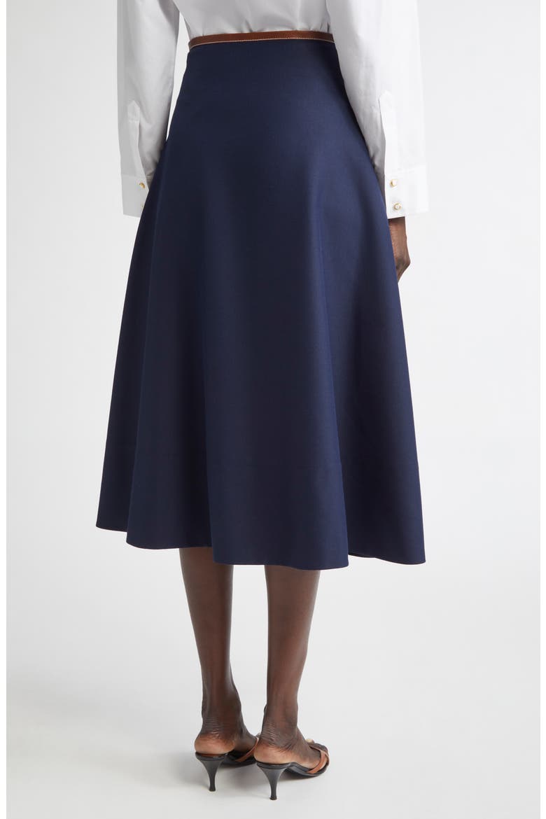 Stretch Gabardine A-Line Midi Skirt, Alternate, color, NV00 NAVY