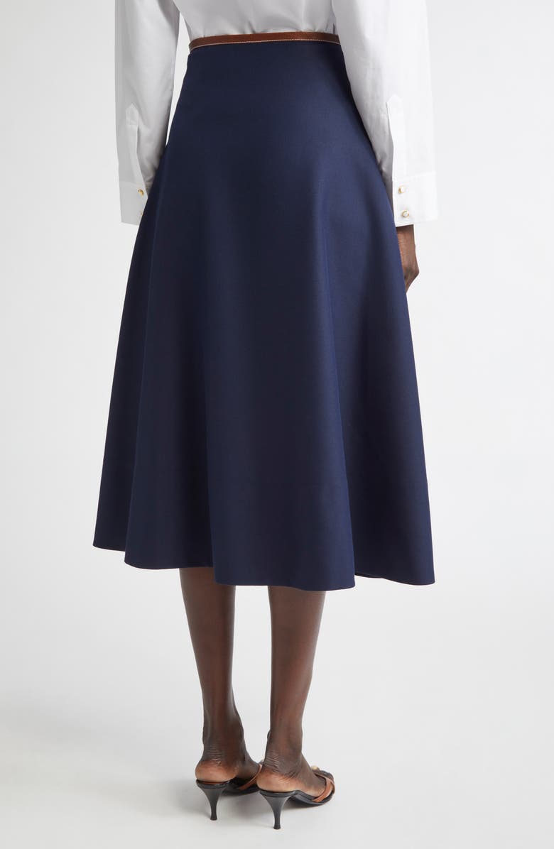 ST. JOHN Stretch Gabardine A-Line Midi Skirt, Alternate, color, Navy