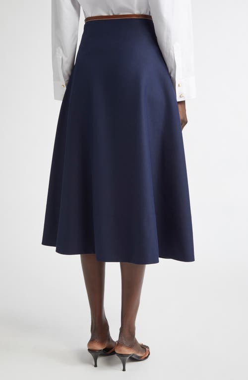 St John St. John Collection Stretch Gabardine A-line Midi Skirt In Blue