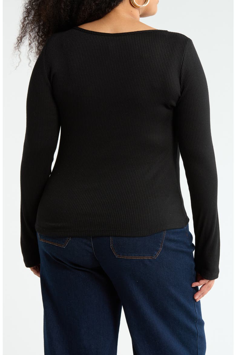 Long Sleeve Ribbed Top, Alternate, color, BLACK