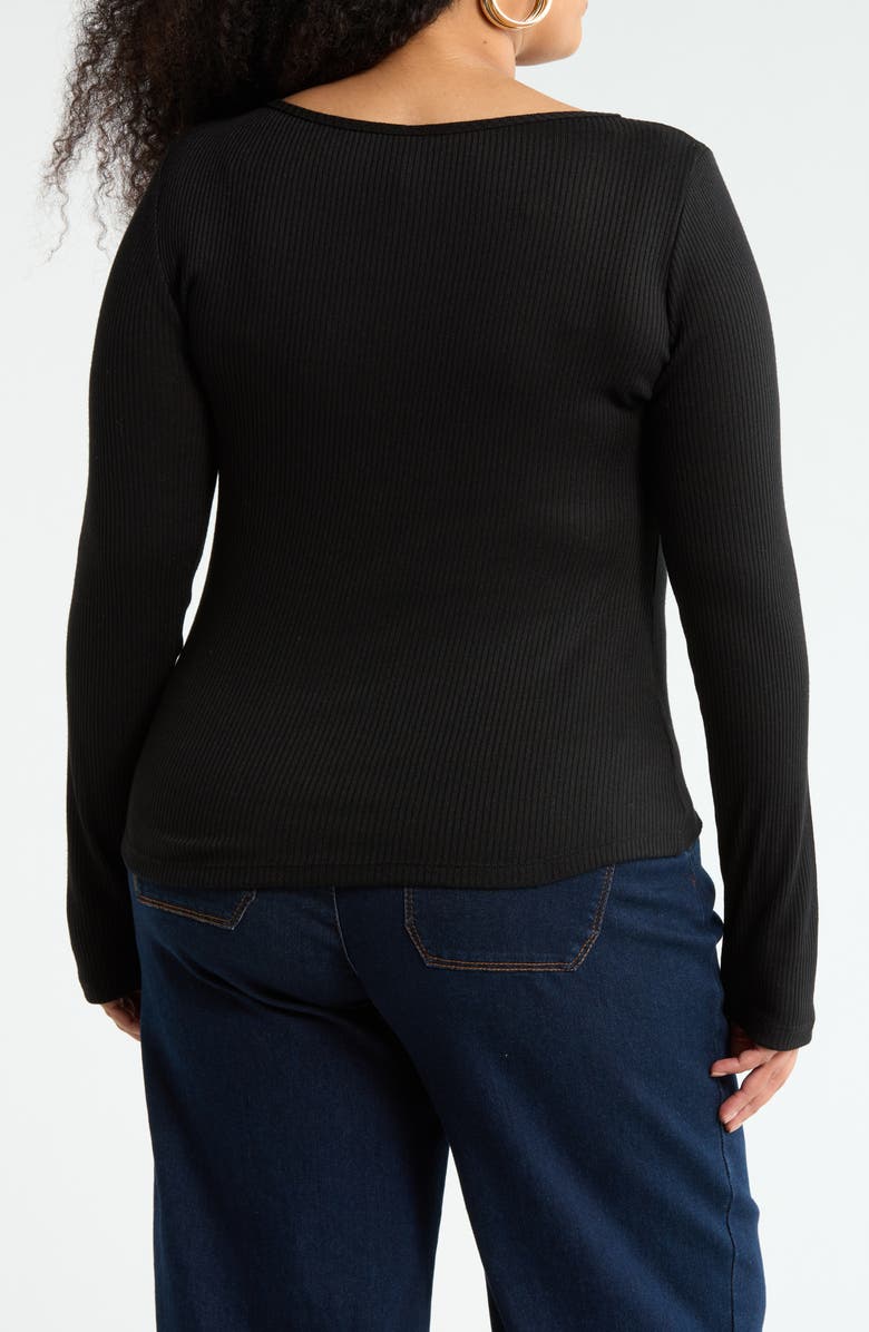 Renee C Long Sleeve Ribbed Top, Alternate, color, Black