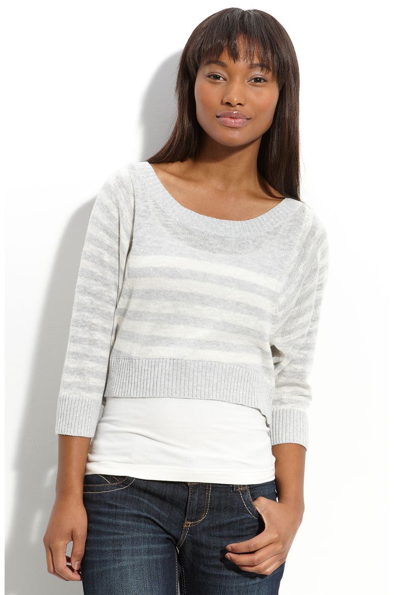 Crop Slub Knit Sweater, Main, color, MANSFIELD STRIPE FUZZY