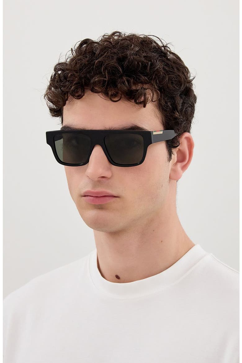 53mm Rectangular Sunglasses, Alternate, color, BLACK