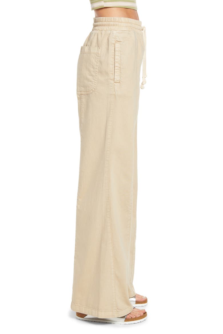 High Waist Wide Leg Drawstring Pants, Alternate, color, STONE