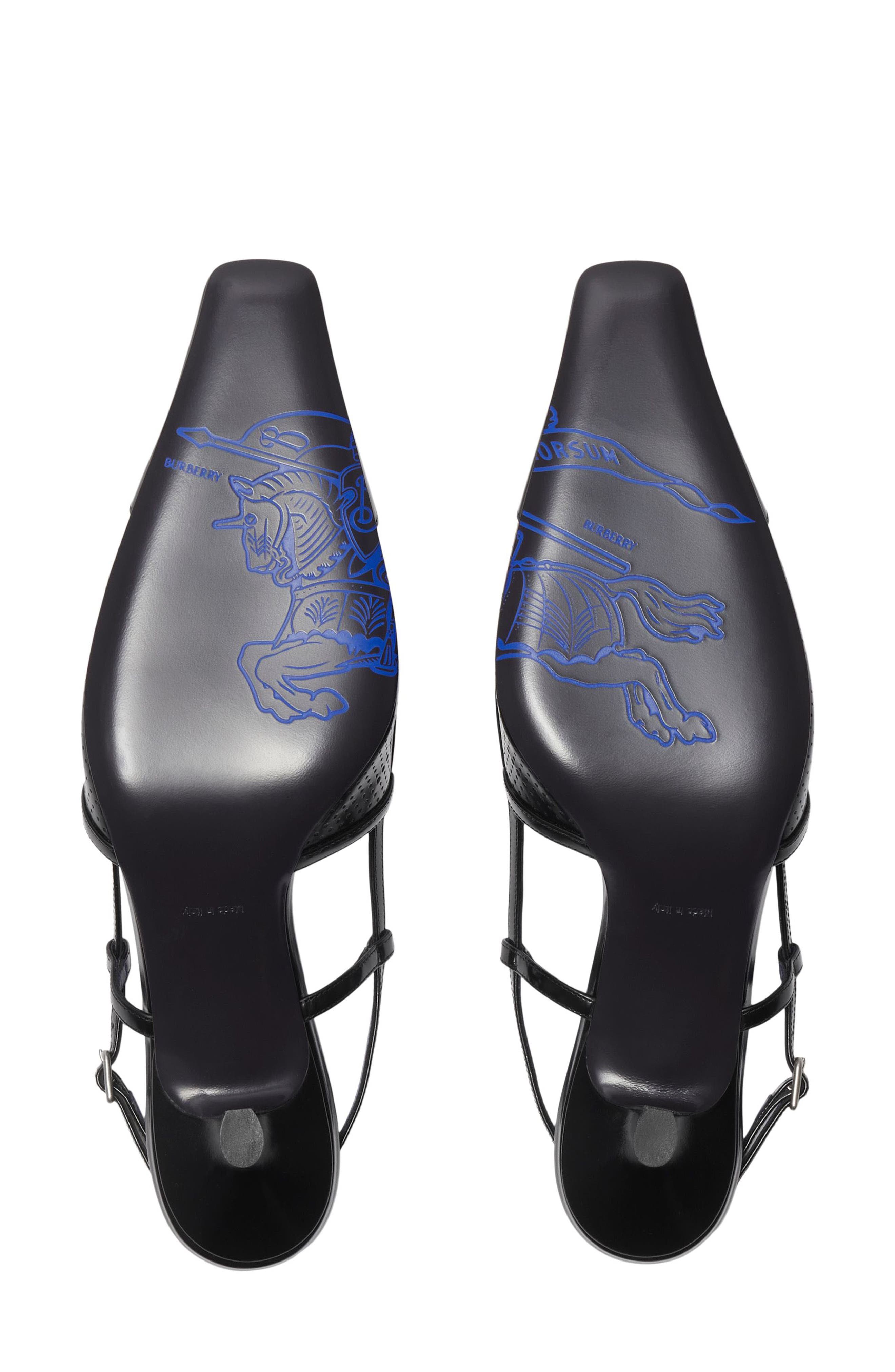 Burberry Chisel Square Toe Kitten Heel Slingback Sandal, Alternate, color, 