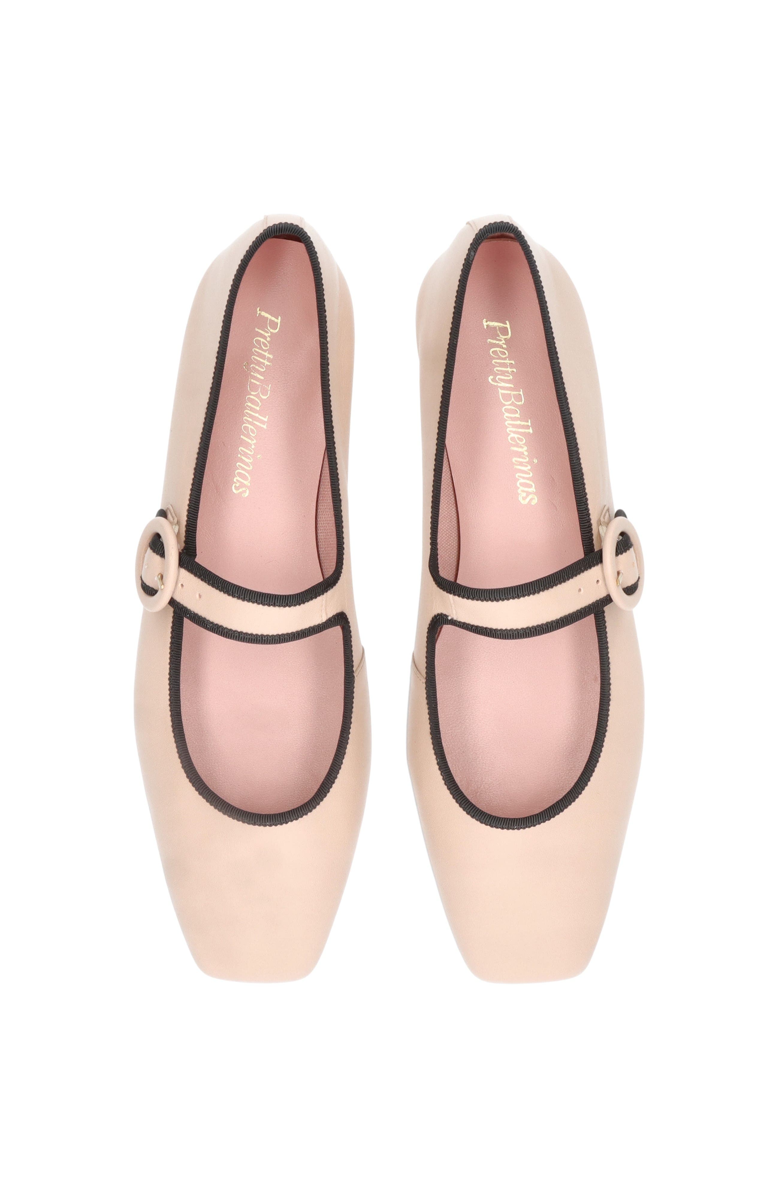 Pretty Ballerinas Square Toe Leather Mary Jane, Alternate, color, Beige