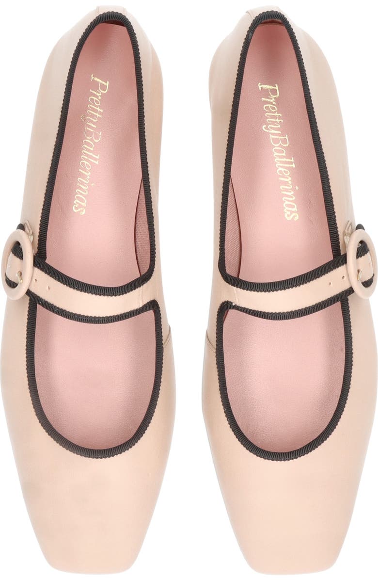 Pretty Ballerinas Square Toe Leather Mary Jane, Alternate, color, Beige
