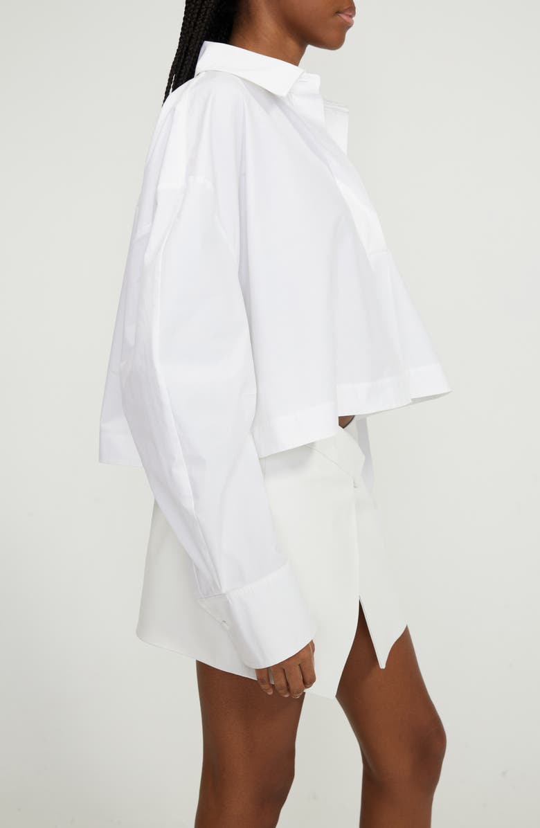 The Attico Jill Stripe Balloon Sleeve Crop Button-Up Shirt, Alternate, color,