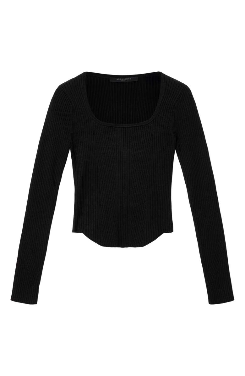 AllSaints Cruz Hera Rib Sweater, Alternate, color, Black