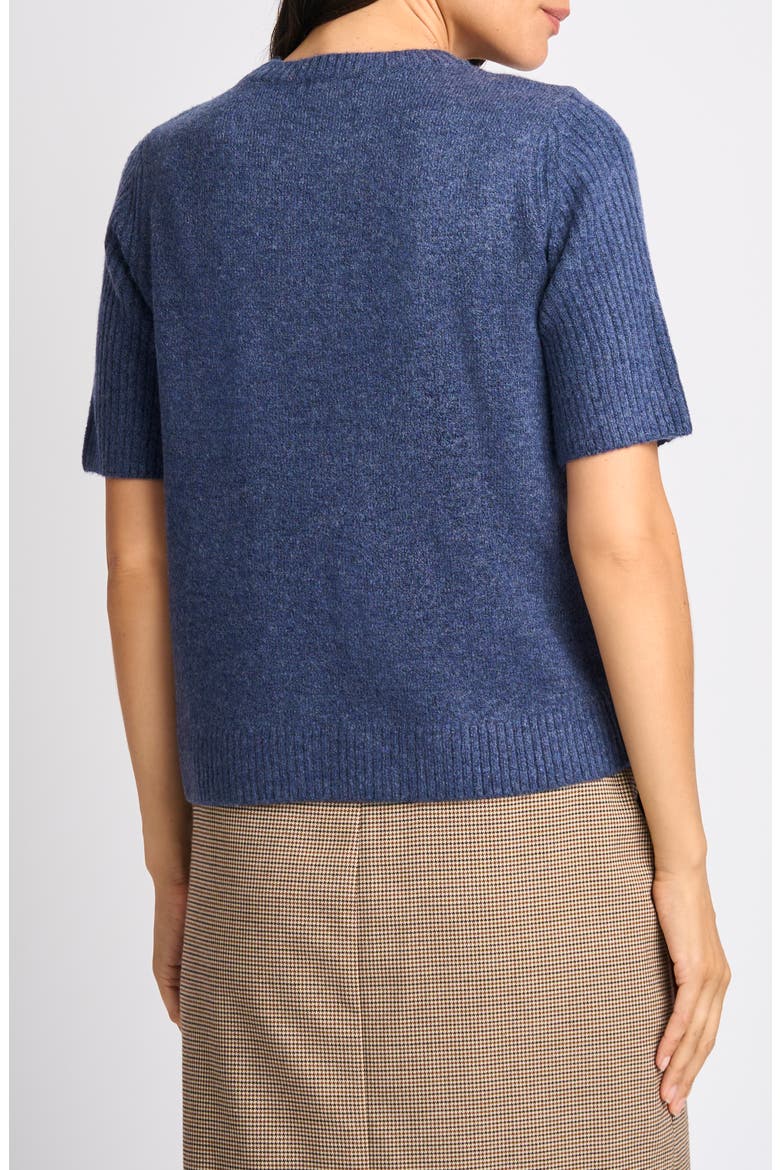 Contrast Ribbed Sleeve Sweater, Alternate, color, INDIGO BLUE