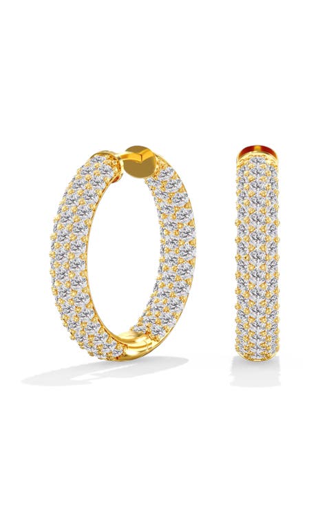 Domed Pave Inside Out Lab Diamond Hoops in 14K Gold