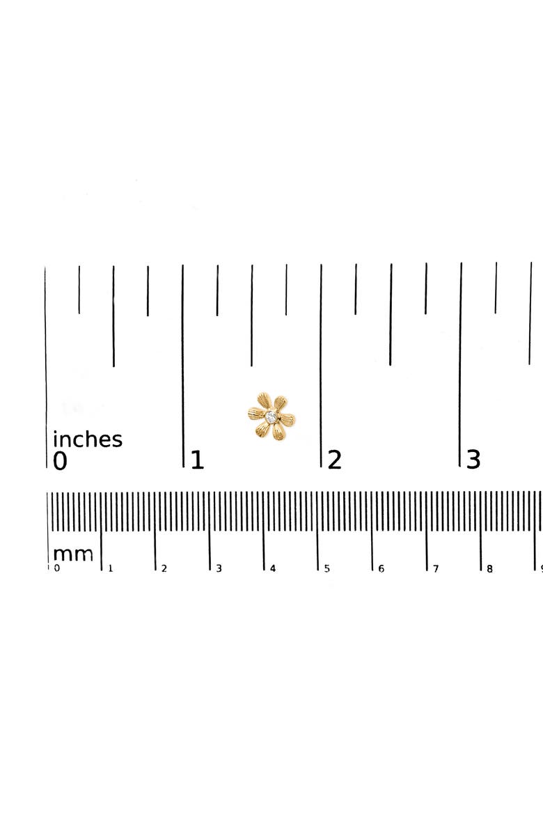 Haus of Brilliance 10K Yellow Gold Bezel Diamond Accent Hammered Finish Floral Stud Earrings, Alternate, color, Yellow