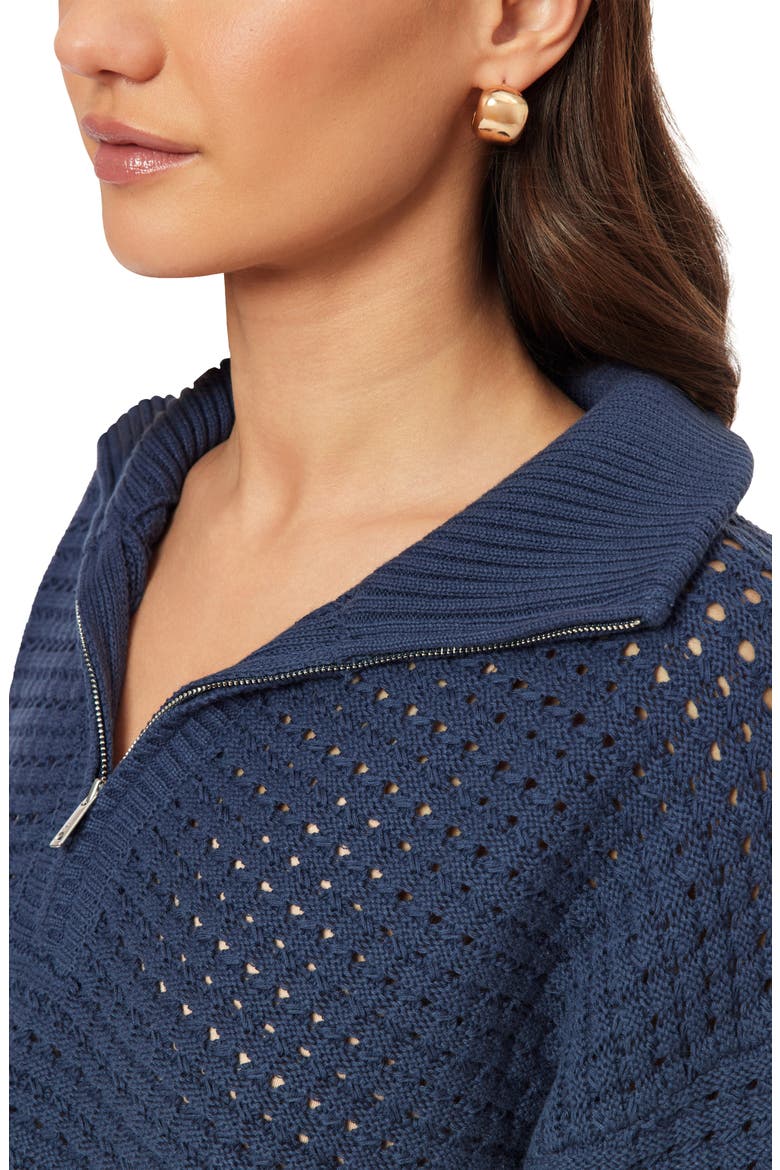 3/4 Zip Pointelle Pullover Sweater, Alternate, color, BIG DIPPER