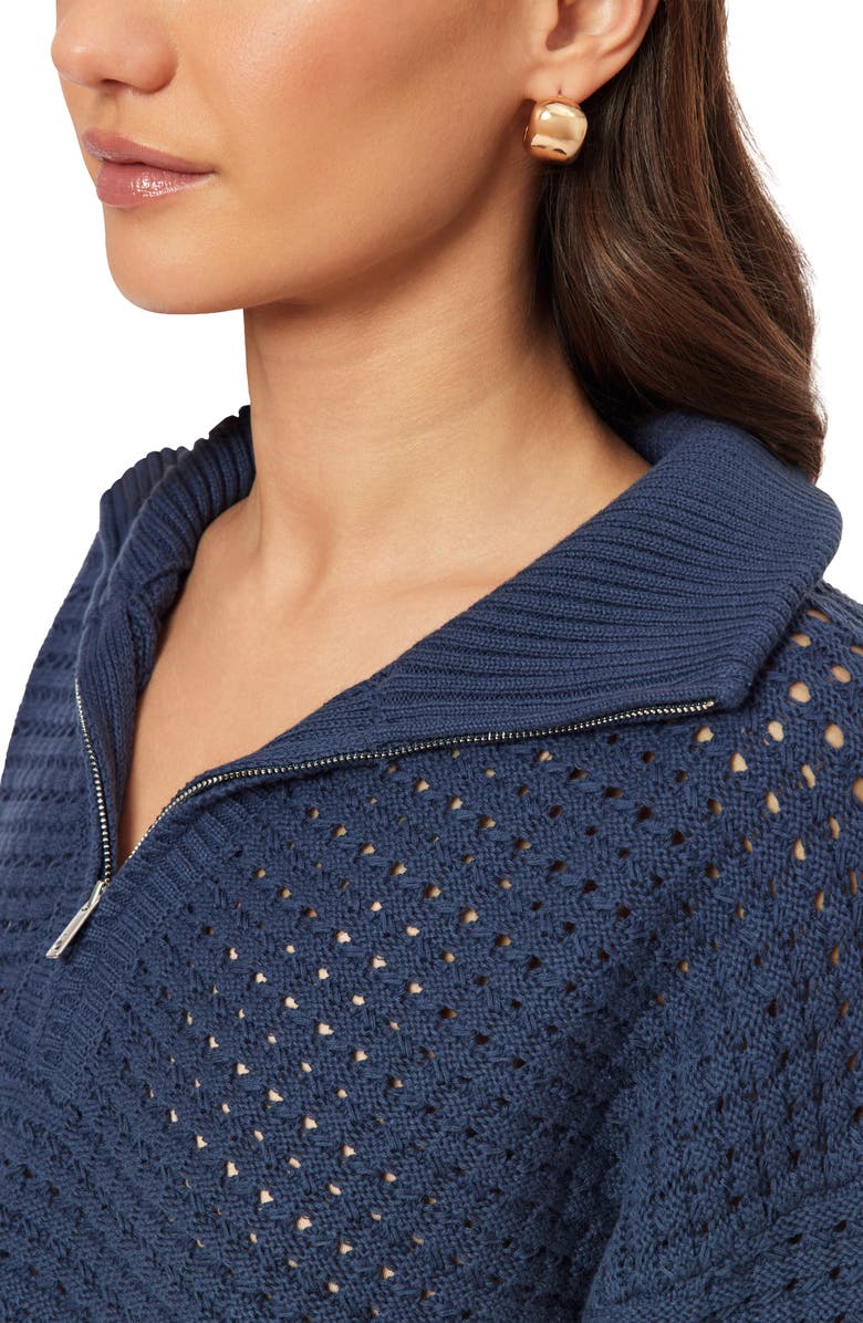 Scotch & Soda 3/4 Zip Pointelle Pullover Sweater, Alternate, color, Big Dipper