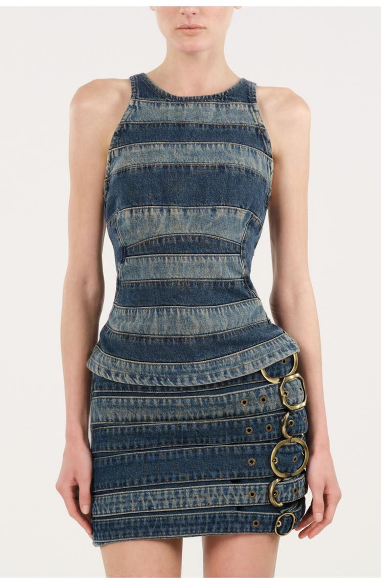 Nocturne Halter Neck Denim Blouse, Alternate, color, Indigo Bkue