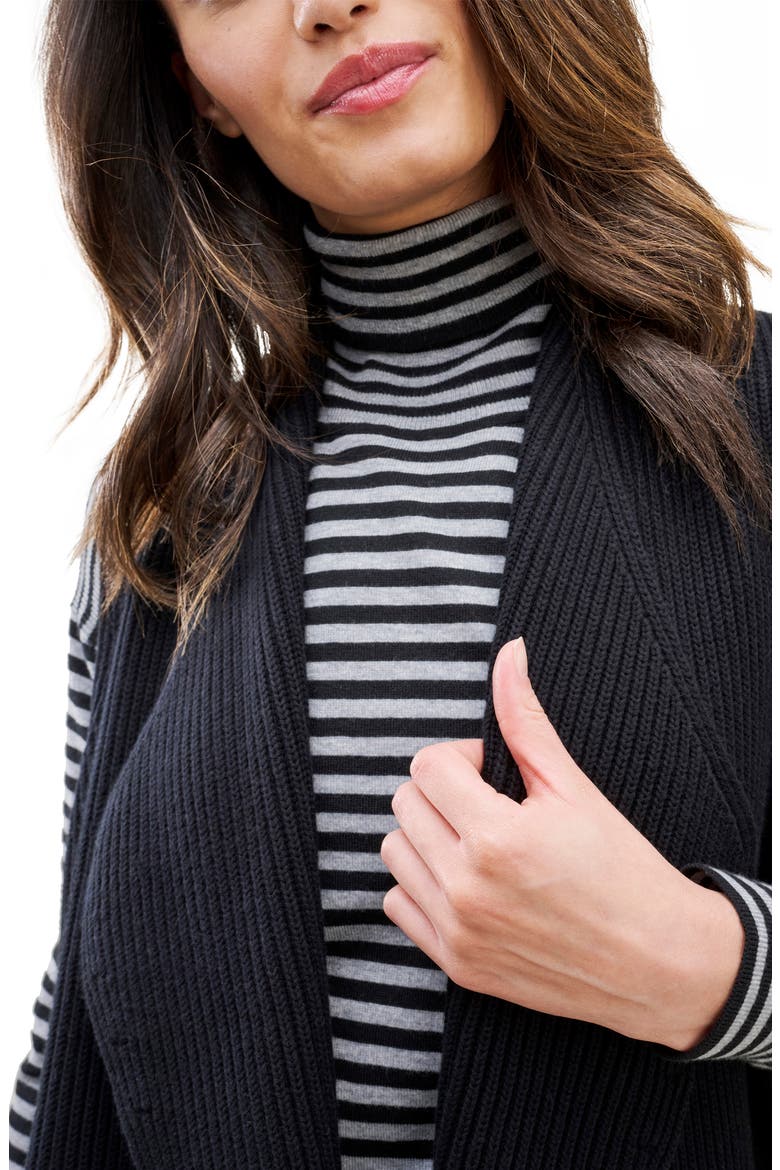 Juliet Rib Open Front Sweater Vest, Alternate, color, BLACK