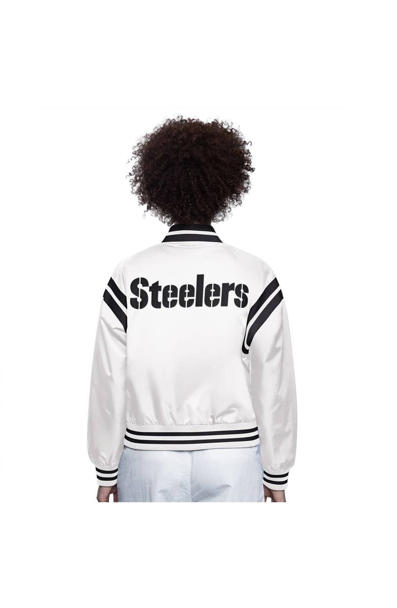STARTER Women's Starter  Cream Pittsburgh Steelers Full Count Full-Snap Satin Jacket, Alternate, color, Cream