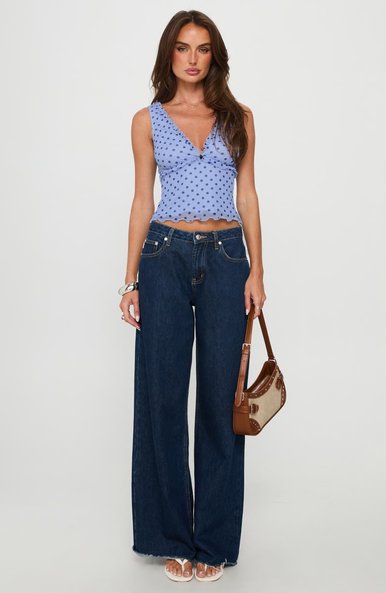 Princess Polly Azira Dot Mesh Crop Tank, Alternate, color, Blue Polka