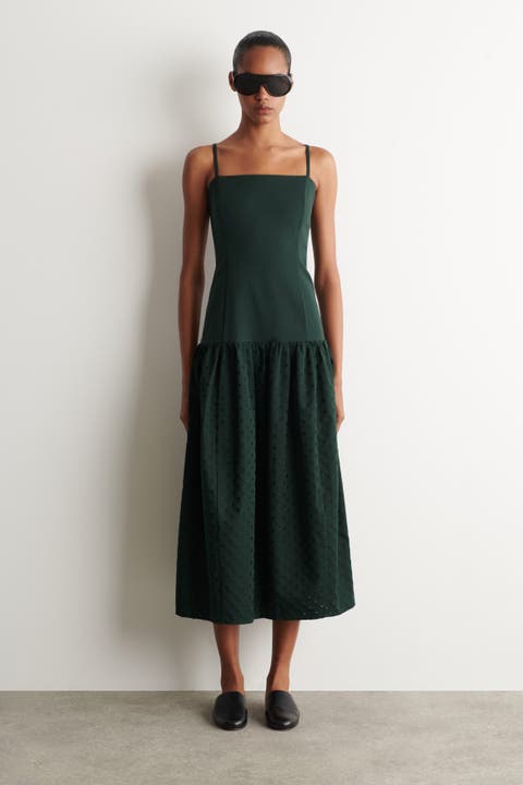 Polka-dot Sculpted Dropped-waist Dress
