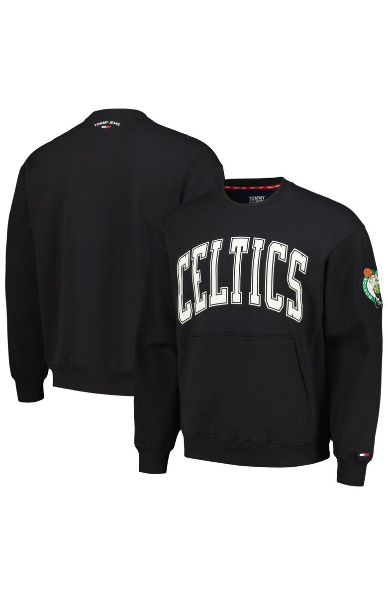 TOMMY JEANS Men's Tommy Jeans Black Boston Celtics Henry Pullover Sweatshirt, Main, color,