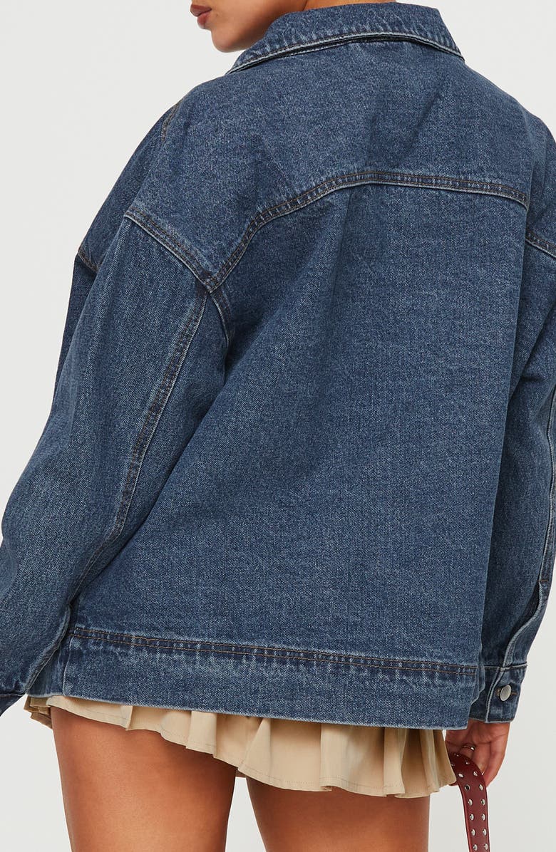 Princess Polly Goldsmith Denim Bomber Jacket, Alternate, color, Blue