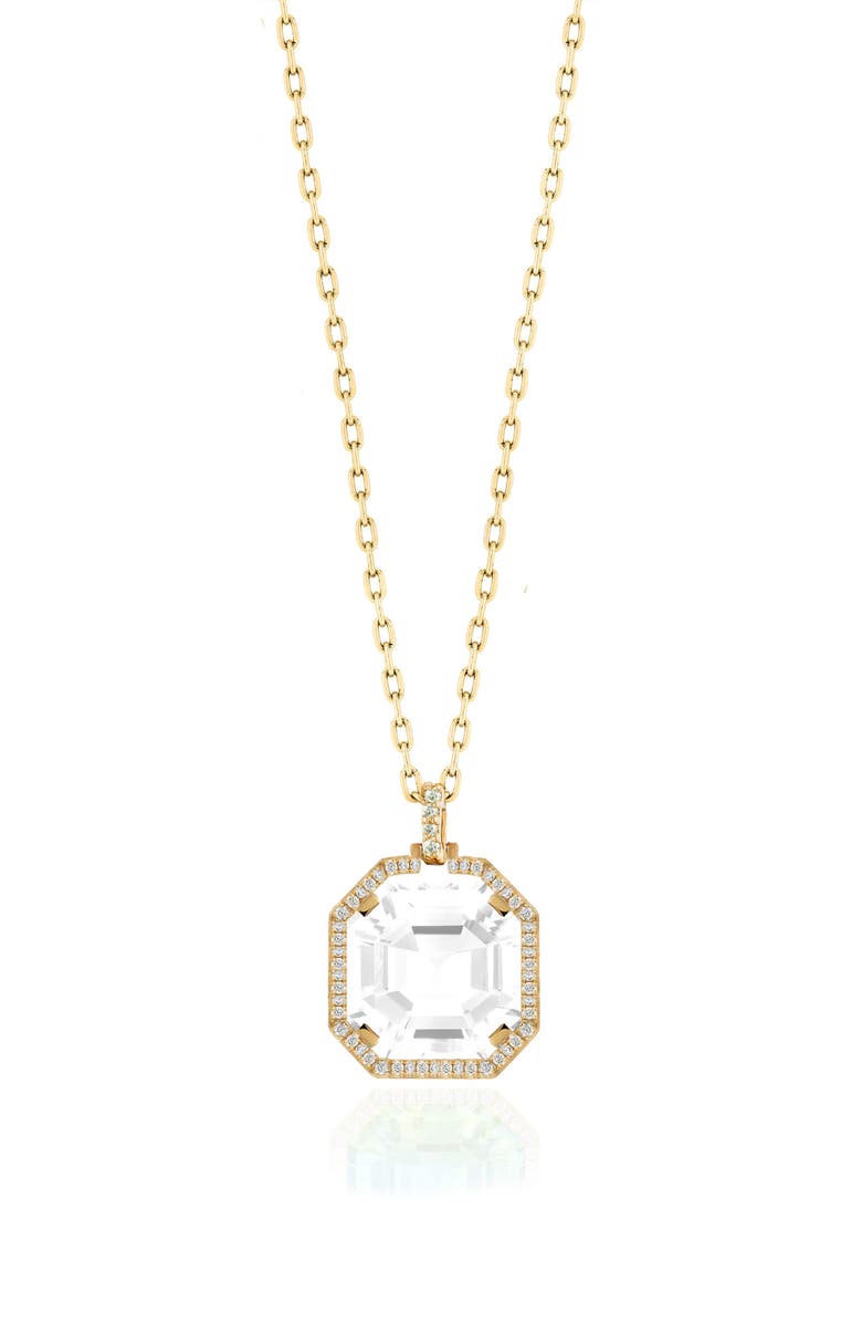 GOSHWARA Gossip Asscher Cut Stone & Pavé Diamond Pendant Necklace, Main, color, White