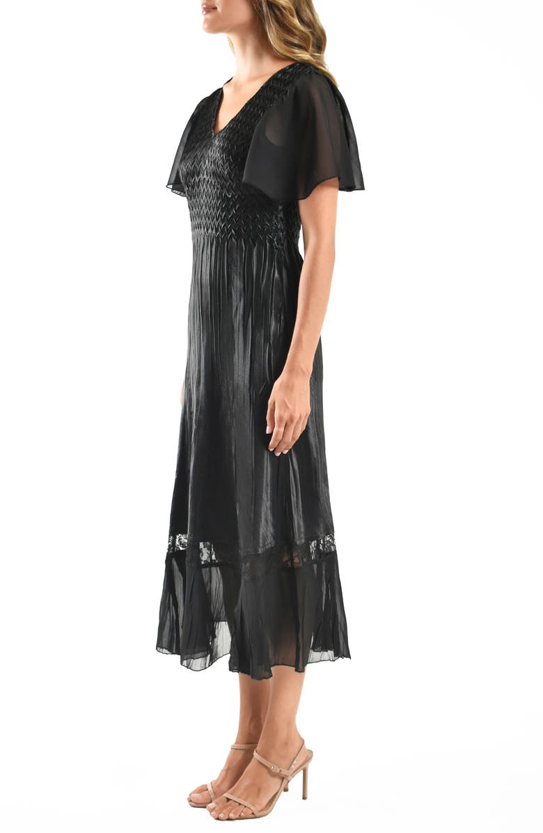 Komarov Charmeuse & Chiffon Cocktail Dress, Alternate, color, Black