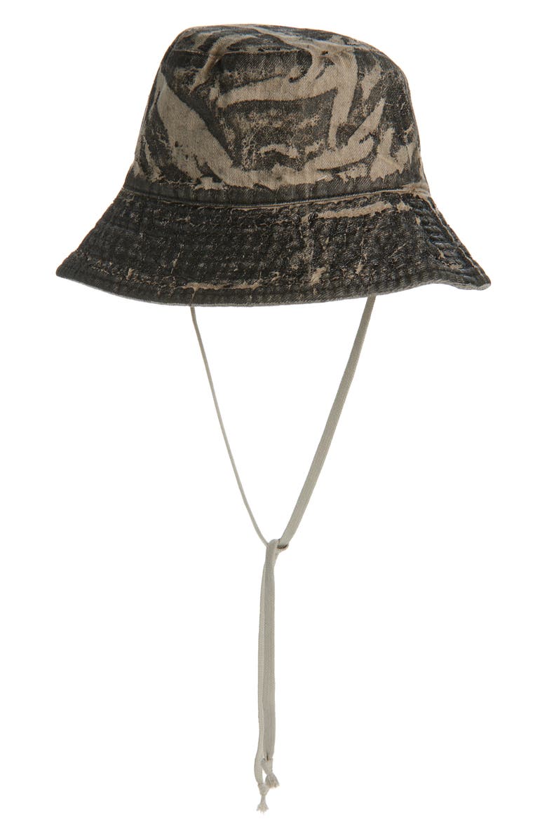 Rick Owens DRKSHDW Gilligan Cotton Poplin Bucket Hat, Main, color, Black Washed Foil