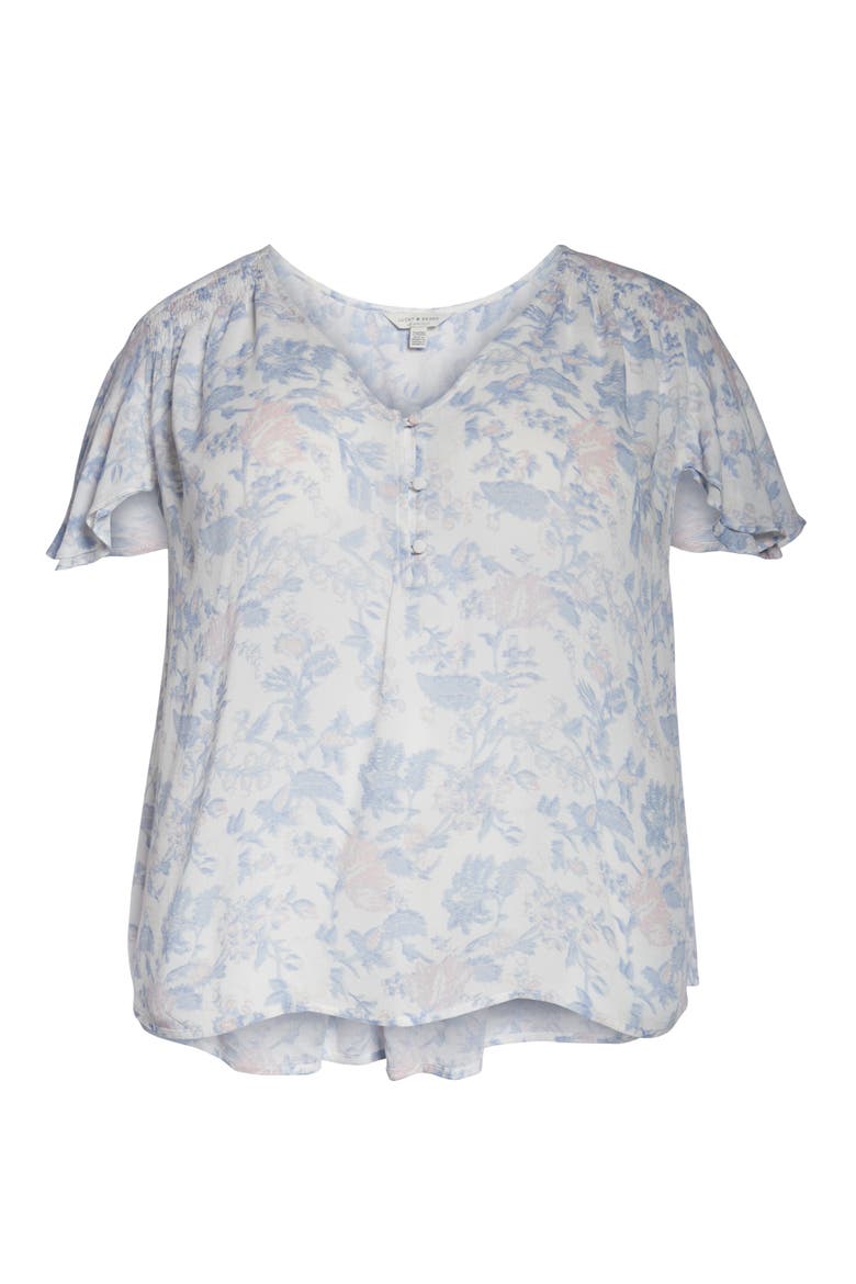 Flutter Sleeve Print Top, Alternate, color, MULTI