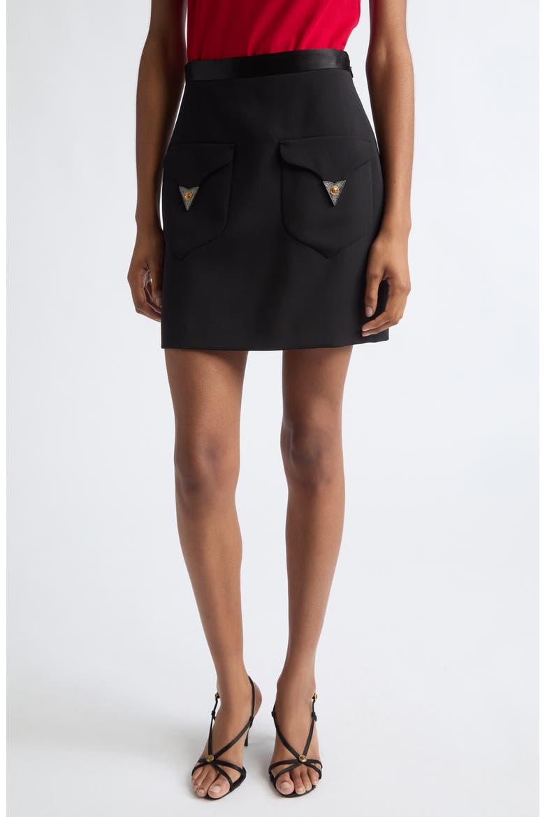 Stretch Virgin Wool Miniskirt, Main, color, BLACK