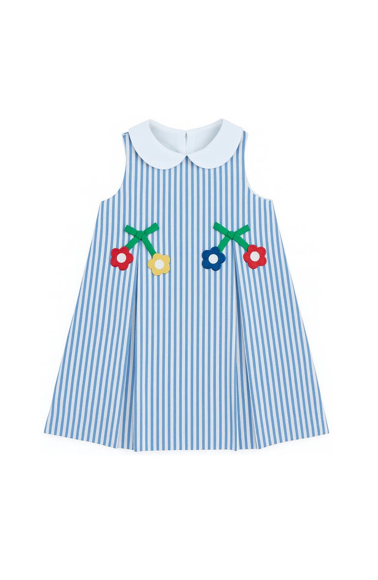 Florence Eiseman Seersucker Dress With Flowers, Main, color, Royal/Wht