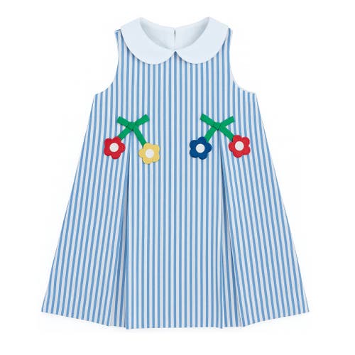 Florence Eiseman Babies' Seersucker Dress With Flowers In Blue