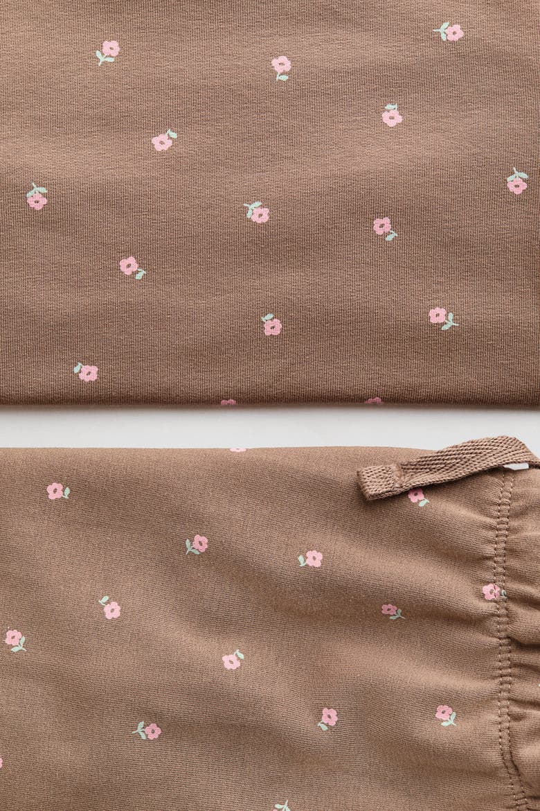 2-piece Printed Brushed Sweatshirt Set, Alternate, color, Brown/floral