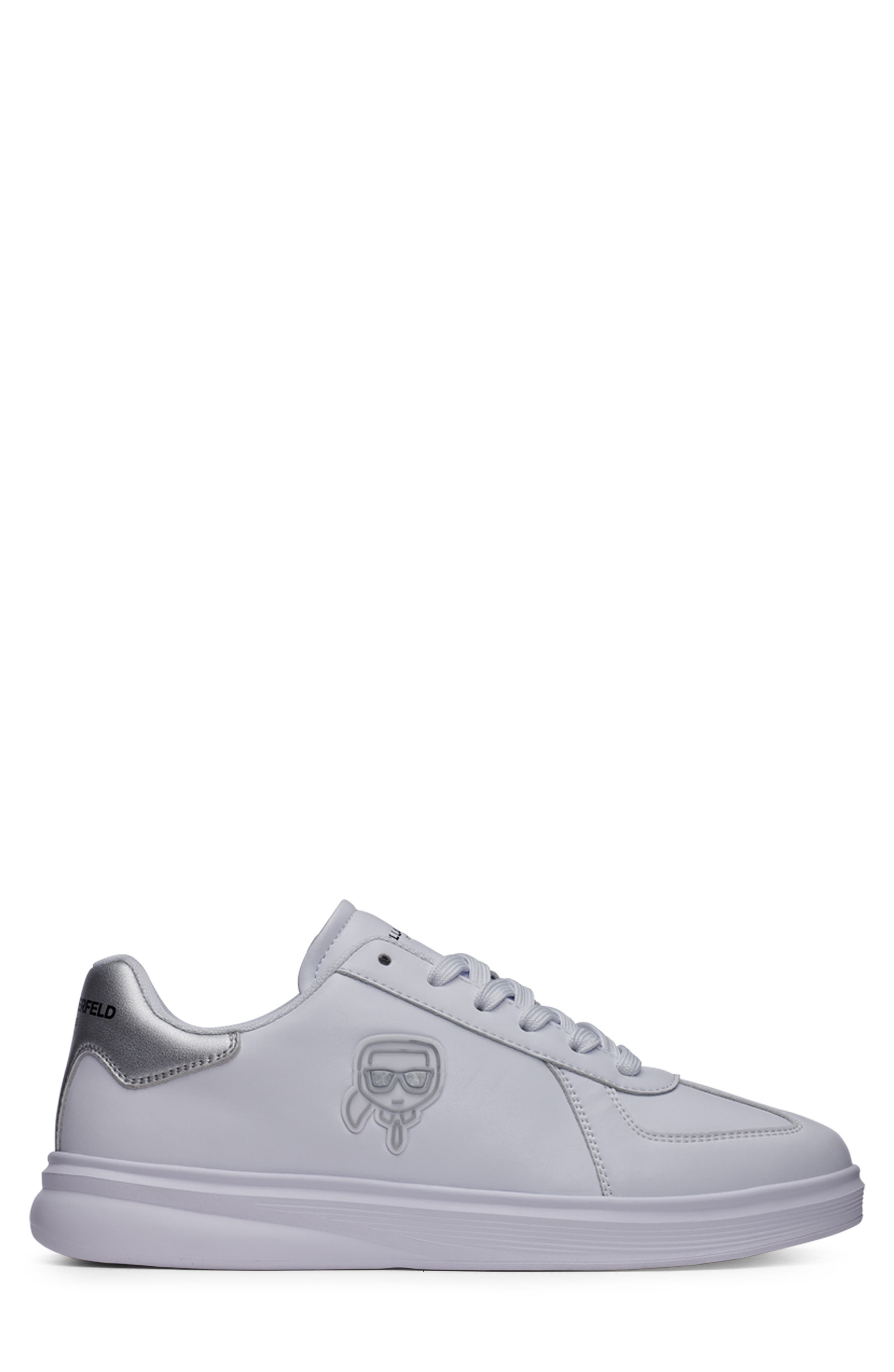 Karl Head Patch Racer Toe Sneaker, Alternate, color, WHITE
