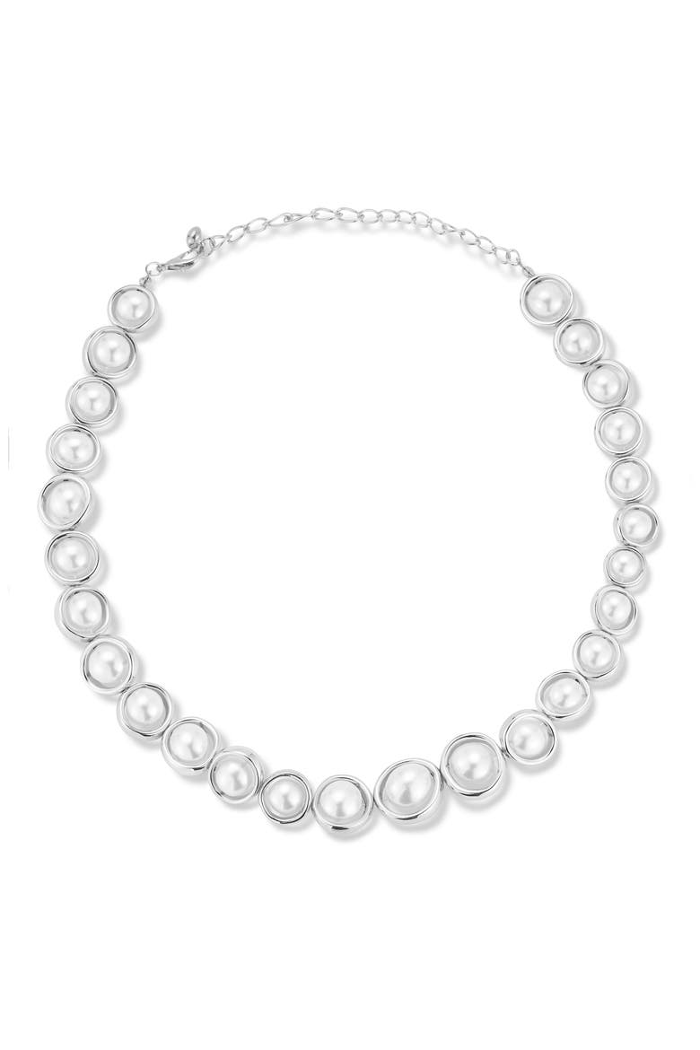 Faux Pearl Necklace, Alternate, color, SILVER