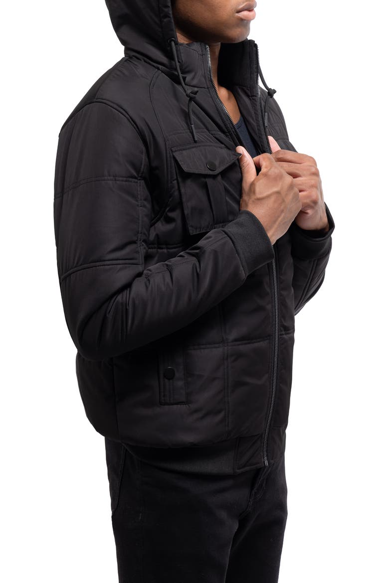 Hooded Puffer Jacket, Alternate, color, BLACK