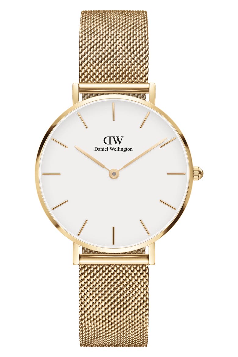 Petite Evergold Mesh Strap Watch, 32mm, Main, color, GOLD/ EGGSHELL