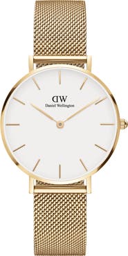 Daniel Wellington Petite Evergold Mesh Strap Watch, 32mm