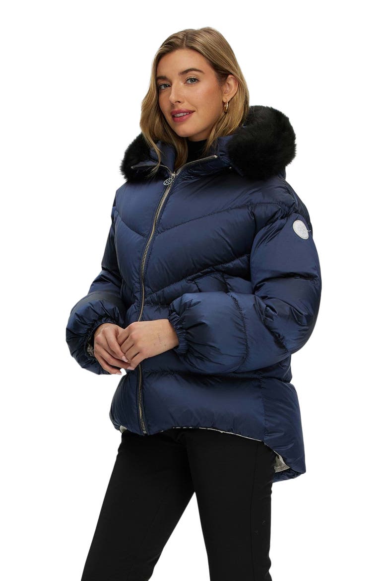 Apres-Ski High-Low Jacket With Toscana Detachable Trim, Alternate, color, OCEAN BLUE/BLACK