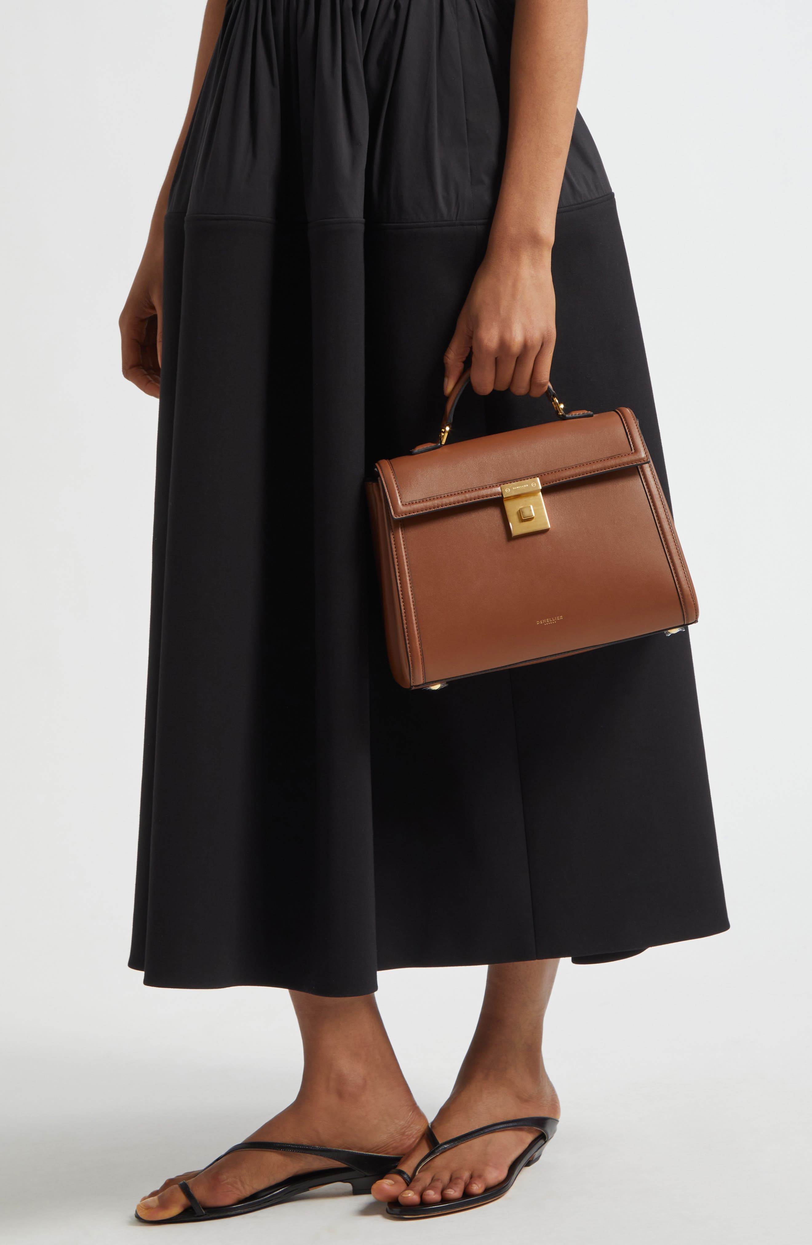 DeMellier Medium Paris Leather Top Handle Bag, Alternate, color, Tan W/ Be F02