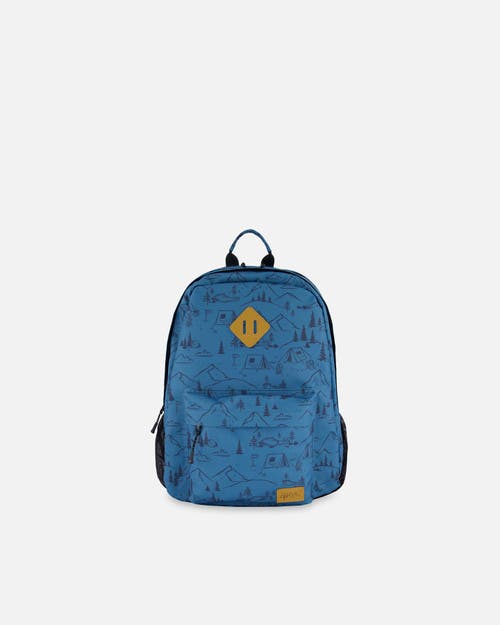 Deux Par Deux Boy's Backpack Blue Camping Print In Blue Camping Print