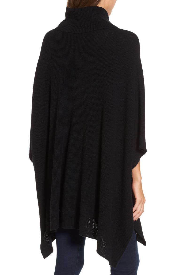 Wool & Cashmere Poncho, Alternate, color, BLACK