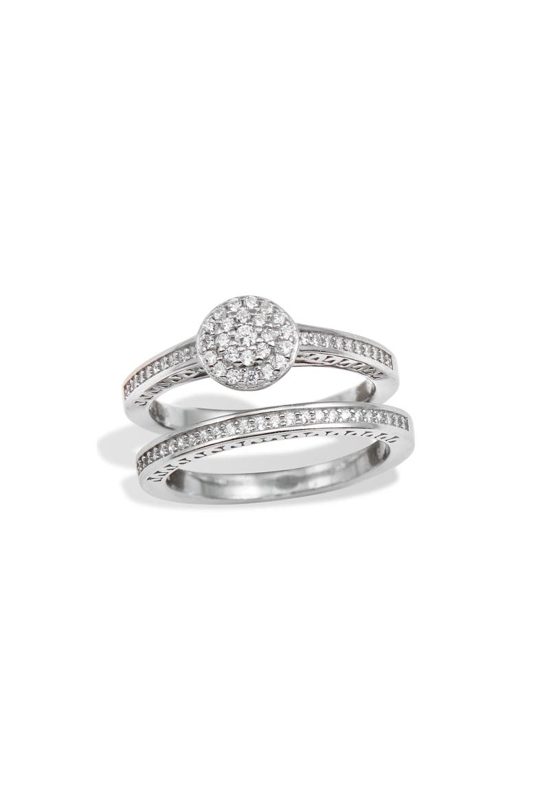 Set of 2 Cubic Zirconia Rings, Main, color, WHITE